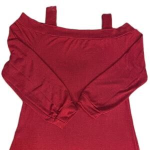 Deep red long sleeve top. Cold shoulder. NWOT. Size Large